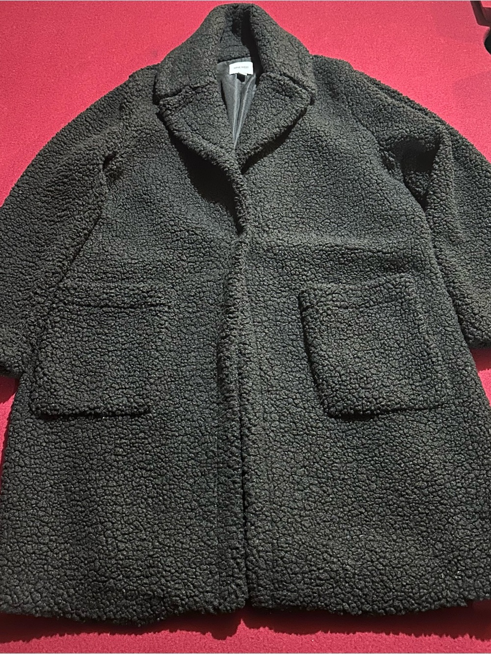 Nine West Men's Black Faux Shearling Pea Coat